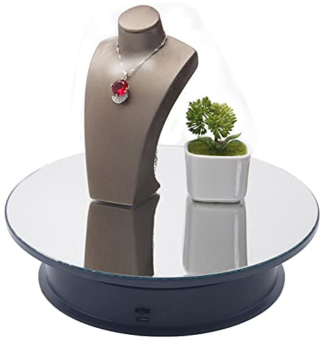 360 Degree Rotating Display Stand, Electric Rotating Display Mirror Stand, Mirror Holder Photography Show Holder for Jewelry Display, Collectible Display or Cake Display