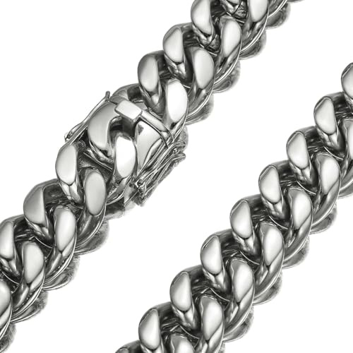 Beydodo Herren Kette Edelstahl Silber 56CM, 20MM Panzerkette Cuban Chain Halskette ohne Anhänger Partnerkette für Männer Jugend