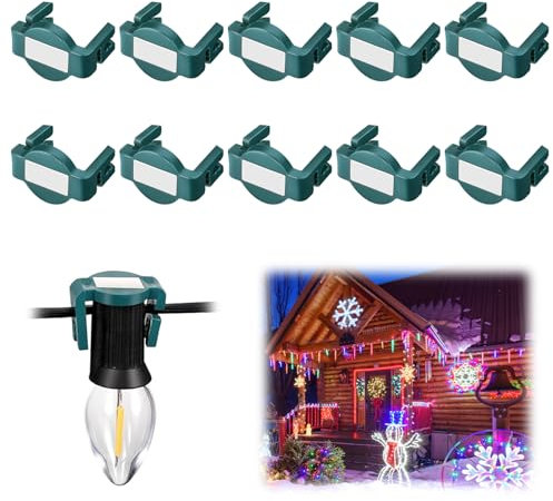 Recitem Magnetische Weihnachtslichter-Clips – Starke Haken für Lichterketten, Dachrinnen-Clips für Weihnachtsbeleuchtung, Magnetclips für Stahldächer, Outdoor-Dekoration (Grün)