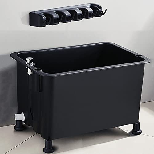 Slop Sinks,Floor Mop Sink for Washing Room, Basement, Shop, Freestanding Laundry Tub Slop Sinks with Mop Rack, Home Outdoor