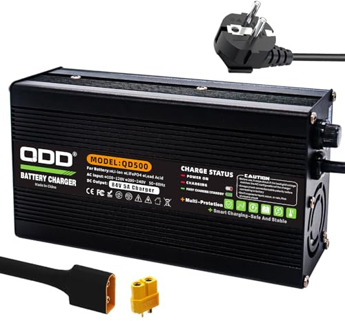 QDD Chargeur de Batterie 84V 5A pour Moto électrique, Pack de Batterie au Lithium 72V 20S, Chargeur Rapide Universel pour Moto électrique, Connecteur XT60