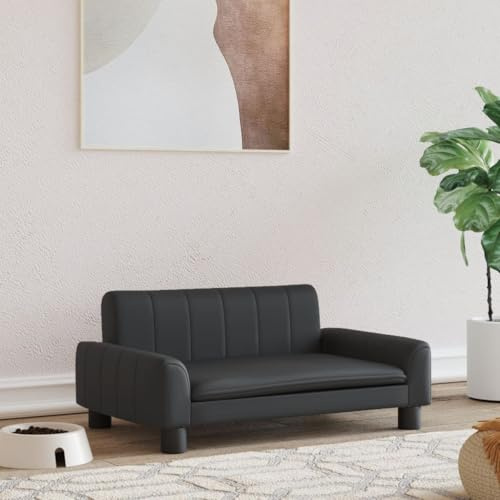 Hovothy Hundebett Bequeme Haustierbett Kunstleder Hundecouch Welpenbett Haustiersofa Schlafplatz für Hunde als Auch Katzen Geeignet Wasserabweisend und Langlebig Schwarz 70x45x30 cm
