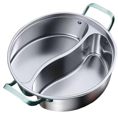 Olla Shabu Shabu Shabu de acero inoxidable 316 con divisor, olla caliente de doble sabor, mango doble grueso, para uso doméstico y comercial, 32 cm/34 cm