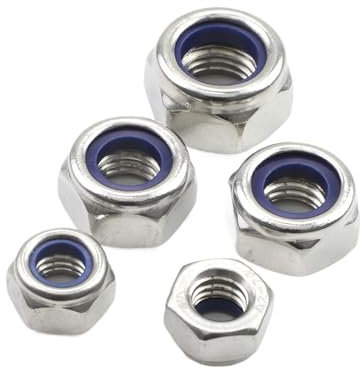 1 Stück-50 Stück Nylon-Sicherungsmuttern, Edelstahl-Einsatz-Sicherungsmuttern M2 M2,5 M3 M4 M5 M6 M8 M10(201 stainless steel,M16 3pcs)
