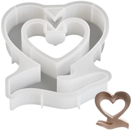 Moule en silicone dans un vase en forme de cœur, vase en forme de cœur, tranchant du récipient en fleurs en silicone, moule à béton fait à la main, moules en plâtre réutilisables pour