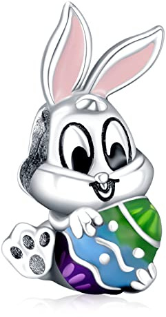 NUNUYAYA Damen Charm Anhänger für 925 Sterling Silber Bunny Hugs Egg Charm Dangle Beads passend Armband Halskette, Anhänger für Europäischen Armbänder Frauen Mädchen