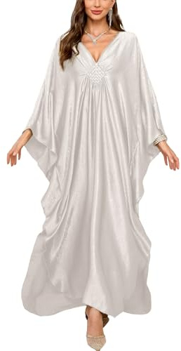 YouKD Vestido largo de caftán para mujer, maxi vestido estilo bohemio para traje de baño de playa, batas de cobertura, talla única, ropa de estar por casa, Altoa única