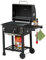 Relaxdays Chariot de Barbecue au Charbon, avec Couvercle, BBQ sur Roues, réglable en Hauteur, Jardin XXL, Noir/argenté