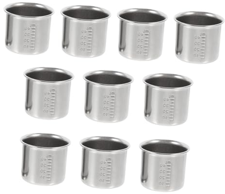 CHICAMPERA 10 Pezzi Tazze Graduatorie Acciaio Inossidabile per Misurazione Liquidi Misurini per Uso con Segni Facili da Leggere Riutilizzabili e Facili