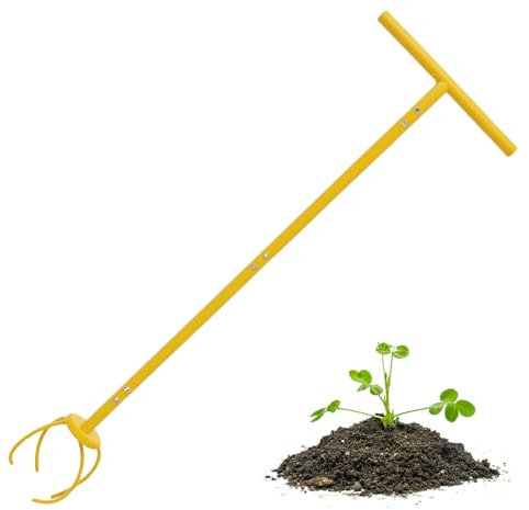 Garden Twist Tiller Manual with Handle Hand Tiller Tool with Removable Big Claw Height Adjustable Garden Claw Cultivator Claw Tool Ground Claw and Handle for Gardening Bed and Plant Box