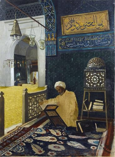 ARToPHIIU Vintage Leinwand Wandkunst Wandbilder Drucke Poster Grafti Leinwanddruck Gemälde Rezitieren der heiligen Schriften“ von Osman Hamdi Bey für Wohnzimmerdekoration 60x90cm