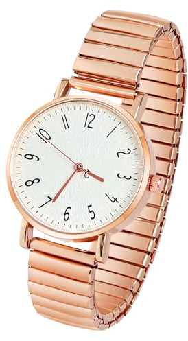 AOOSU Montre Femme Bracelet Extensible, Montre Femme à Bracelet Élastique Montres à Quartz Facile à Lire Grands Chiffres Arabes Bracelets en Métal-Cadeau Anniversaire ou Fête des Mères