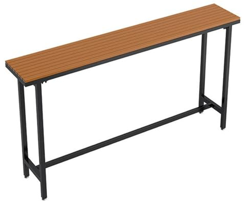 Generico Tavolo da Bar per Esterni - Tavolo da Pranzo Rettangolare Alto Come Un bancone con Piano in Legno di plastica e Robusta Struttura in Metallo, Ideale per Vasca idromassaggio, Bordo Piscina, g