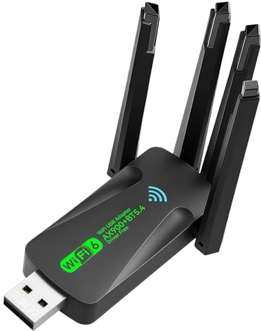 AX900 WIFI Dongle, OIHCAZ 2-IN-1 Wi-Fi 6 Bluetooth 5.4 USB WIFI Adapter for Desktop PC, 2.4G/5GHz Dual Band USB Wireless Adapter with 4 2dBi High-Gain Antenna for Windows 11/10/8/7