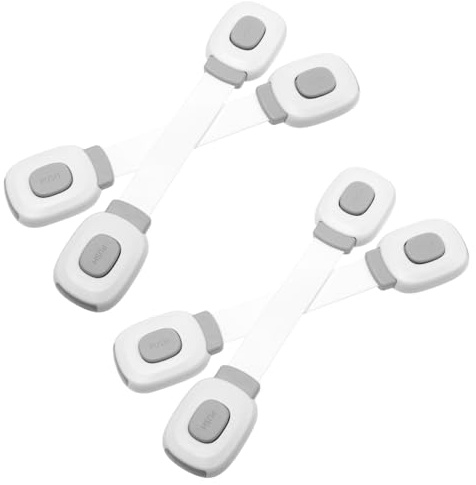 CLISPEED 4 piezas Cerradura Seguridad para Armarios Bloqueo Infantil sin Perforación con Adhesivo Doble Cara Protección para Bebés Muebles y Electrodomésticos Fácil Instalación y Remoción