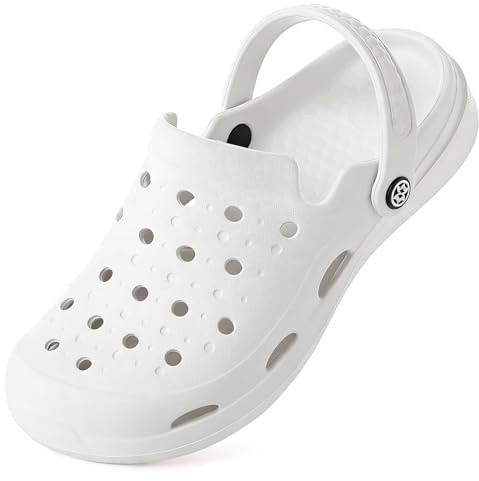 Zoccoli Donna Estive Uomo Scarpe da Giardino Unisex Sabot Antiscivolo Ciabatte Piscina Traspirante Sandali Spiaggia all'aperto Bianco CN240=37/37.5EU