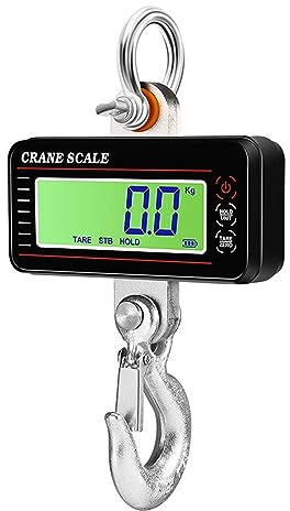 Escala colgante Báscula colgante digital 1500 kg/1000 kg/500 kg con control remoto de 65 pies grúa servicio pesado gancho industrial LCD(LCD 1000KG Black)
