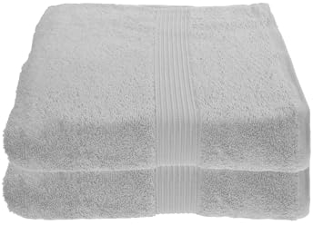 Julie Julsen 2er Pack Saunatücher vielen Farben Reine Baumwolle Qualität 500 GSM Strandtuch Silber 80 x 200 cm