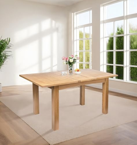 Hallowood Furniture Camberley Oak Wooden Butterfly Extendable Dining Table