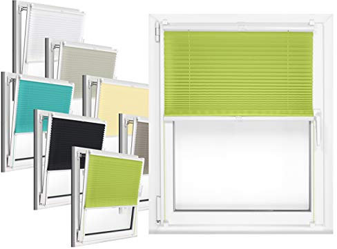 npluseins Plissee - vormontiert und mit Klemmfixierung am Fensterahmen - kinderleichte 3-Step Montage, ca. 100 x 130 cm, grün