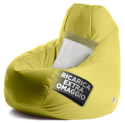 Avalon - Puff Poltrona Sacco XXL Jive Deluxe Sfoderabile, Pouf Sacco di Qualità Sartoriale, Bean Bag per Sedersi Ergonomico, Tessuto Antistrappo Impermeabile, Made in Italy(95x135cm-Verde Acido)