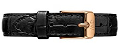 Daniel Wellington Petite Reading, Schwarz/Roségold Uhrenarmband, 12mm, Leder, für Damen
