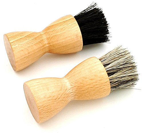 DELARA Deux brosses à Cirage de Haute qualité en Bois avec CRIN Souple, pour l'application de Cirage sur Les Chaussures en Cuir, Les Sacs en Cuir etc - fabriqué en Allemagne