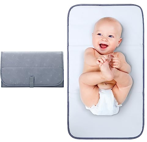 Lekebaby Tragbare Wickelunterlage für Unterwegs Wickel Clutch, Waschbar Faltbar Baby Wickelauflage Wasserdicht für Baby, Grau