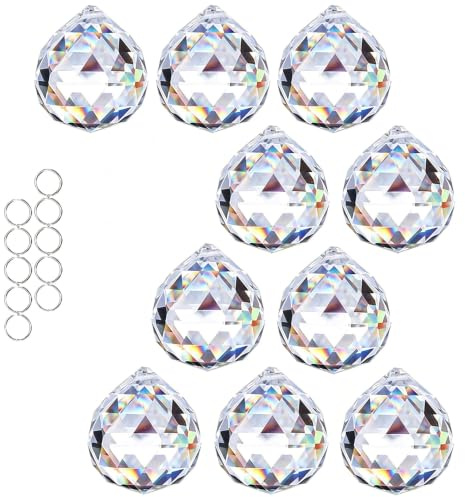 40mm 10Pack Crystal Ball Prism 1.57 Inch Decorative Ball for Chandelier Window Suncatcher Rainbow Maker