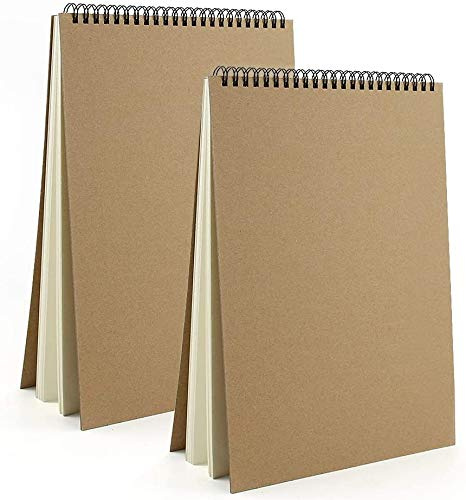 CODIRATO 2 Stück Skizzenbuch A4 Zeichenbuch 30 Blatt Skizzenblock Zeichnen Sketchbook 160GSM Zeichenblock Spiralbindung Papier Sketchpad Künstler Aquarellpapier für Kinder, Anfänger, Künstler