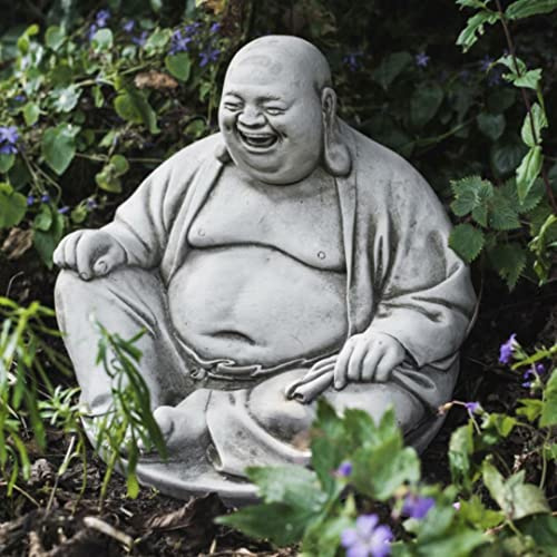 DGS STATUES – Stone Cast Fat Laughing Sitting Buddha 25KG Hand Finished Statue Sculpture