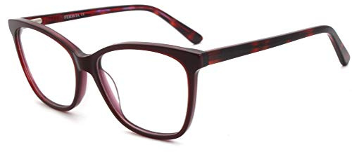 FERAVIA Vintage Quadrat Brillen Acetat Rahmen Ohne Sehstärke Brillen Retro Klare Linse Gläser für Damen