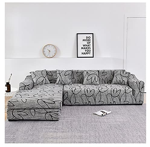 uyeoco Elastische Sofa Abdeckung Stretch Sofabezug Ecke Sofa Überwürfe Universelle Abdeckung Für Wohnzimmer 1/2/3/4 Schutzhülle, （L-förmiges Ecksofa erfordert Zwei）