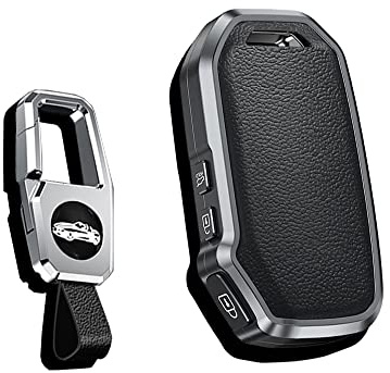 HIBEYO Smart Schlüsselhülle-Leder-Hülle Schutzhülle Autoschlüssel Hülle passt für KIA Sportage GT Stinger Sorento Soul Rio Optima NIRO Forte Ceed Schlüsselanhänger Fernbedienung-Schwarz