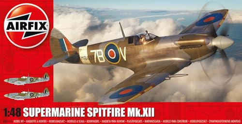 Airfix Model Set, A05117A Supermarine Spitfire MK.XII Model Building Kit, Kits de avión Modelo de plástico para Adultos y niños Mayores de 8 años, el Juego Incluye bebederos y calcomanías