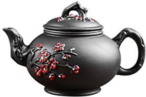 Chinese Yixing - Tetera de arcilla morada hecha a mano con filtro de cerámica, tradicional Zisha Kungfu, hervidor de té A04