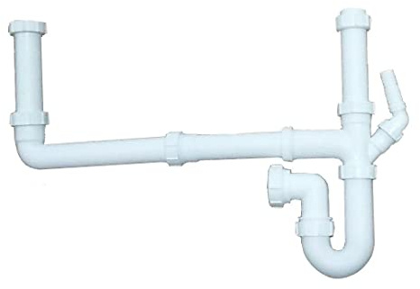 SÄUBER® Kitchen Sink Waste Pipe Kit for Double 2 Bowl Sinks White Easy to Fit Durable