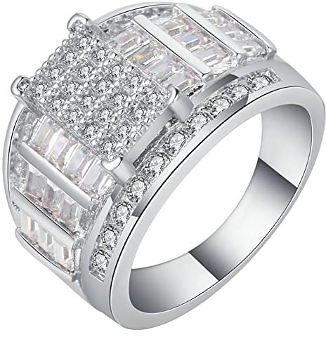 Aotiwe Ring Zirkonia, Freundschaftsringe Beste Freundin mit Weißen Zirkonia Silber Weiß Größe 62 (19.7)