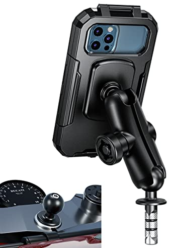 iMESTOU Wasserdichtes Motorrad Gabel Vorbau Telefon Halterung Fall 1 Ball Bike Phone Holder Anti-Diebstahl mit B Größe Double Socket Arms Aluminium Ball Base für 5,5 -6,8 Handys (L)