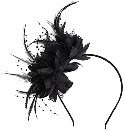 20er Jahre Stirnband Feder Haarreif Haarband Hochzeit Kopfbedeckung,1920s Fascinator Vintage Damen Karneval Festival Stirnband,Cosplay Kopfbedeckung Kostüm for Cocktail Wedding Tea Party (Schwarz)