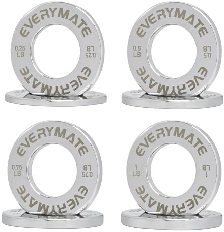 EVERYMATE Chrom Bruchhantelscheiben 8er Set Micro Hantelscheibe Paar 0,1kg 0,2kg 0,3kg 0,5kg für Olympische Langhanteln für Krafttraining Microplatten Hantelscheibe
