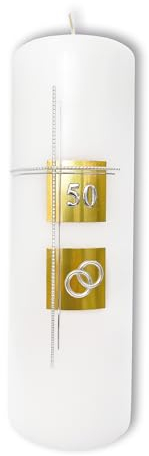 FRITZ COX Hochzeitskerze Brillo | RAL Paraffinwachskerze | Hochzeitskerze | moderne Hochzeitskerze | 25cm Goldhochzeit