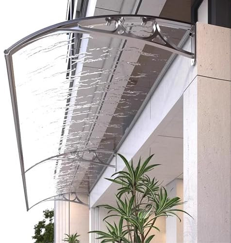 Pultbogenvordach,Haustürvordach,Überdachung Polycarbonat,Pultvordach Vordach,Türüberdachung,Vordach Türdach,Regenschutz Markise,für Garage Balkon Haus,Moderner Stil (60x110cm/24x43)