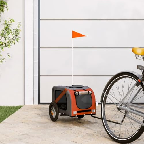 Homgoday Fahrradanhänger für Hunde Orange und Grau Ox und Eisen, Möbel für Haus Innen Außen Wohnzimmer Schlafzimmer