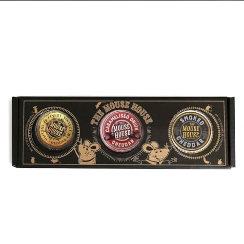 British Cheddar Cheese Gift Set – 3 x 200g Waxed Truckles | Gourmet Cheese Selection Box | Caramelised Onion, Smoked & Vintage Cheddar | Cheese Hamper for Foodies & Gifts