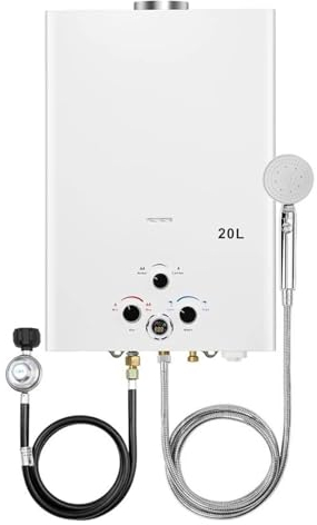 Scaldabagno Riscaldatore Di Acqua Senza Serbatoio 5.26GPM 20L Riscaldatore Di Acqua GasHot Portatile Esterno Istantaneo Riscaldatore Di Acqua A Propano Con Display Digitale