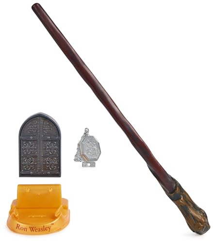 Wizarding World Harry Potter - Authentischer Ron Weasley Zauberstab aus Kunststoff mit Zauberspruch-Karte, ca. 30,5 cm, Spielzeug für Kinder ab 14 Jahren, Fanartikel, Metallic