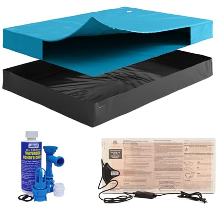 Blue Magic Free-Flow Queen Size Hardside Waterbed Bundle Includes Bladder, Stand-Up Liner, Solid State 325 Watt Heater, Fill and Drain Kit, Waterbed Conditioner, Frame NOT Included.
