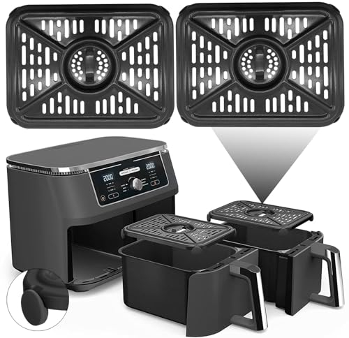 GXF Air Fryer Grill Pan for Ninja Foodi AF500UK 10.4L 7 in 1 AF400UK 9.5L 6 in1 DualZone 2 Drawers Air Fryer, Replacement Air Fryer Crisper Plate Grill Plate Tray Accessories, Dishwasher Safe