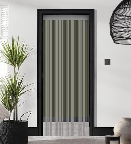 ZEBRA BLINDS Fadenvorhang, Tür Fliegengitter Vorhänge, Tür Schnüre Quaste Vorhänge für Tür Fenster Dekor String Panel Streifen Stilvoll Raumteiler Panel Fransenvorhang (Grau, 100x210cm)